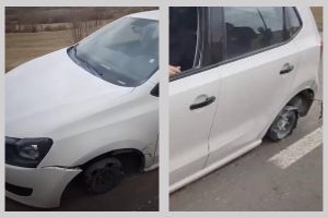 Untitled Project 2 - (Video) Șofer amendat și internat pentru investigații de specialitate după ce a condus o mașină fără anvelope