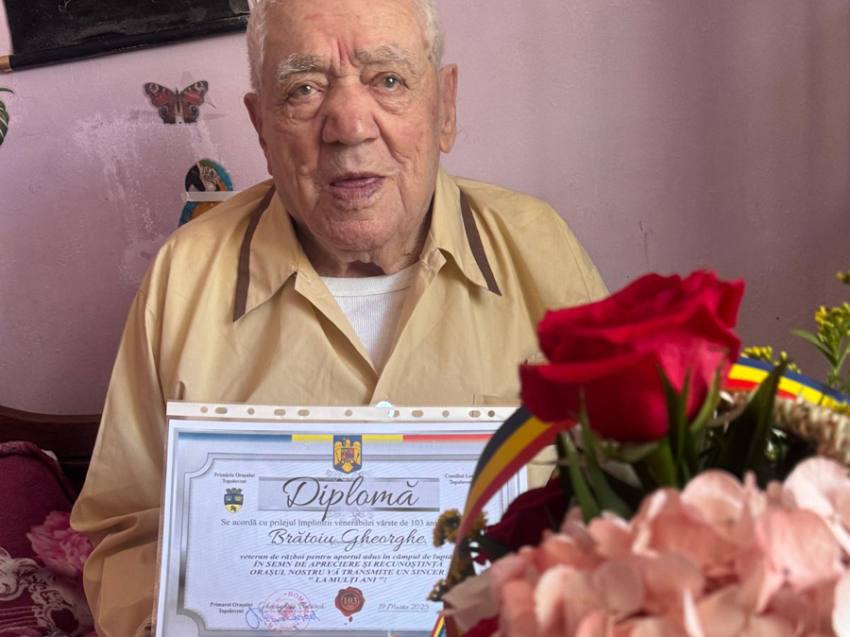 Veteranul de 103 ani, Brătoiu Gheorghe, mărturii din Al Doilea Război Mondial: ”M-am luptat cu spada în mână!” 3 Sursă foto;: Topoloveni