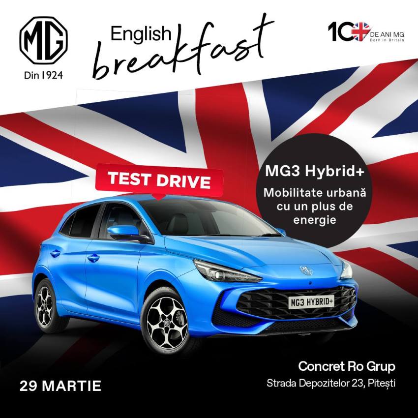 Noile modele MG și English Breakfast pe 29 martie la Autopalermo Pitești! 2 MG la Autopalermo Pitesti