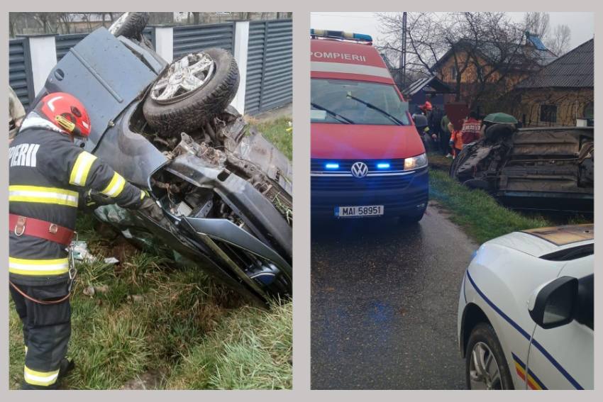 masina rasturnata accident Argeș