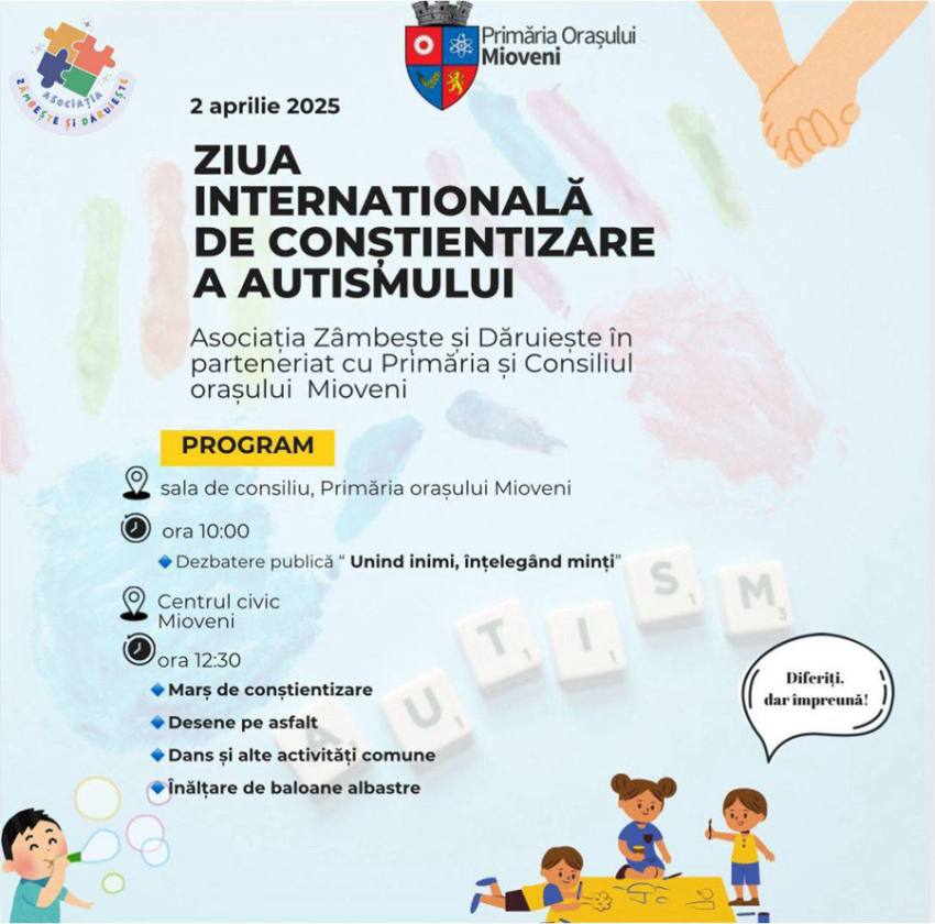 Dăruiește zâmbete și înțelegere: Marș de conștientizare a autismului în Mioveni 1 Sursă foto: FB Primăria orasului mioveni