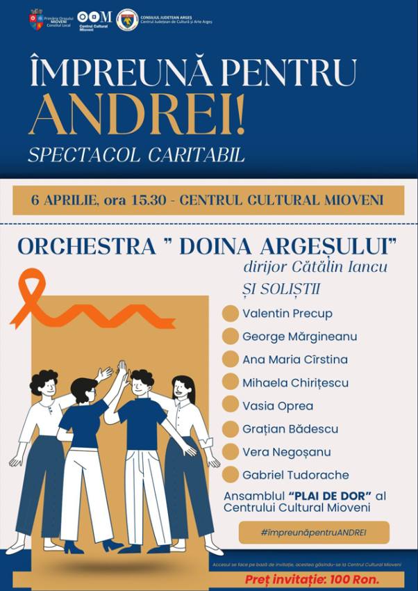 ”ÎMPREUNĂ PENTRU ANDREI” – Spectacol caritabil la Mioveni 1 Sursă foto: FB Aurel Costache