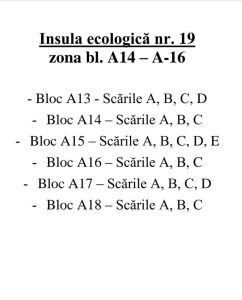 insula 19 - Stai în aceste blocuri din Mioveni? Continuă distribuția cartelelor de acces pentru insule ecologice digitalizate!