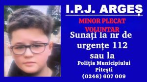 Mesaj RO-Alert pentru dispariția unui copil de 13 ani din Pitești 1 copil dat disaprut