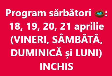 Programul restaurantului Casa Argeșeană de Sărbătorile Pascale 1 lopp - Programul restaurantului Casa Argeșeană de Sărbătorile Pascale