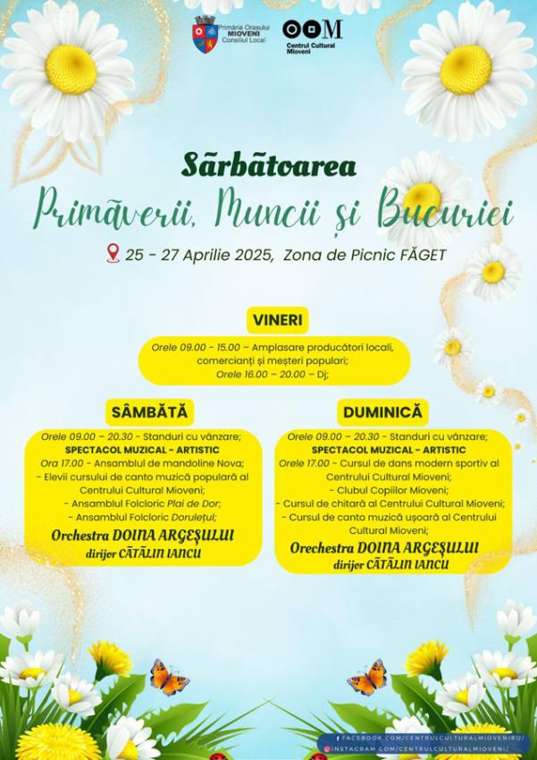 ”Sărbătoarea Primăverii, Muncii și Bucuriei” se ține la Făget 1 Sursă foto: FB Centrul Cultural Mioveni