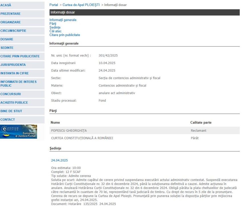 Judecătorii au suspendat decizia CCR de anulare a alegerilor 1 decizie Curtea de Apel Ploiesti - Judecătorii au suspendat decizia CCR de anulare a alegerilor