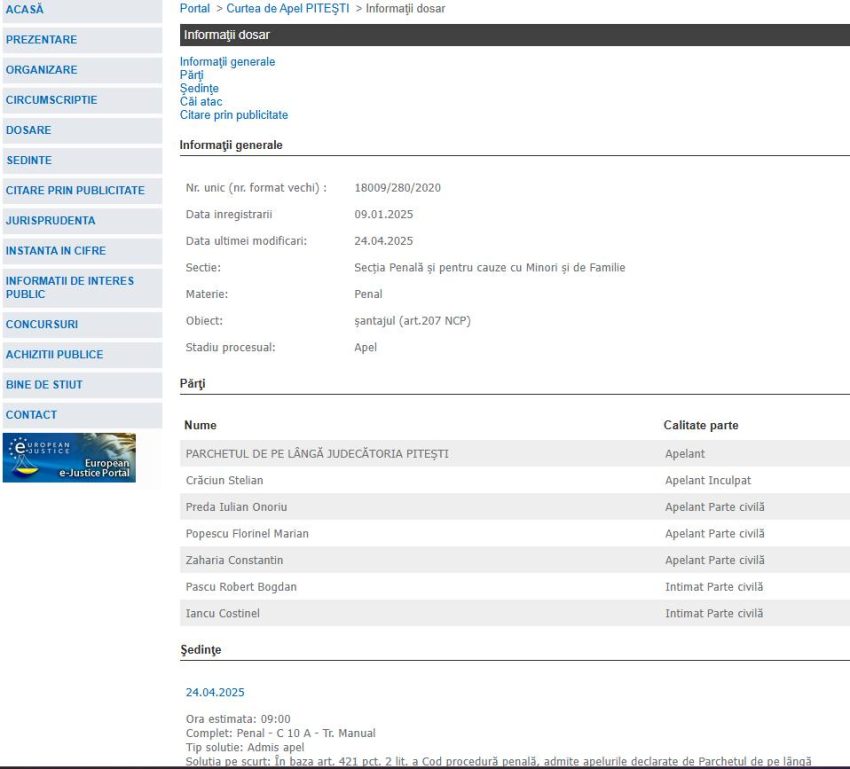 Stelică Crăciun, condamnat definitiv la închisoare cu executare 1 decizie Curtea de Apel Pitești: