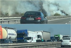cats 1 - Trafic blocat pe A1 din cauza unui incendiu de vegetație!
