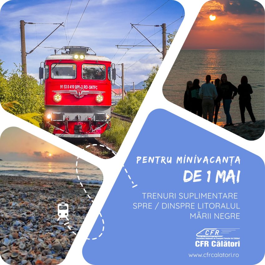 Trenuri suplimentare spre litoral în minivacanța de 1 Mai 1 tren 1 mai