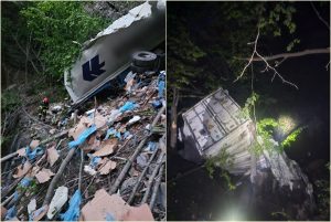 page 1 - Accident grav pe DN1! Un TIR s-a prăbușit într-o râpă de peste 100 de metri