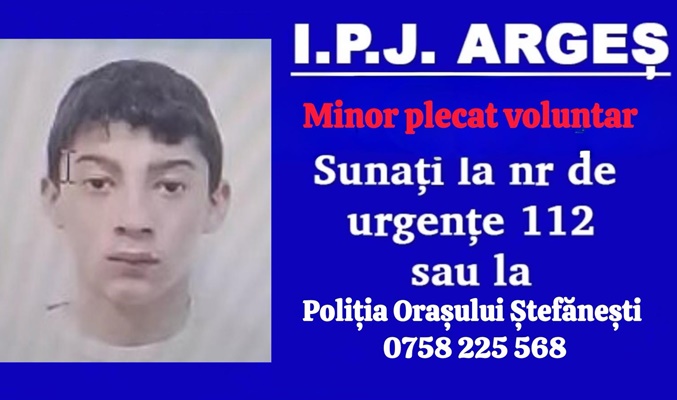 Mesaj Ro-Alert în cazul minorului de 15 ani din Ștefănești, dat dispărut! 2 55922714 ea31 458a bec4 cdf63a88ac2e - Mesaj Ro-Alert în cazul minorului de 15 ani din Ștefănești, dat dispărut!