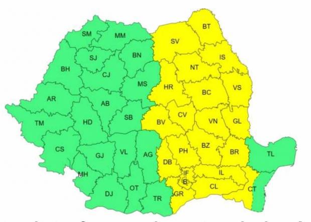 vremea rea in toata tara se anunta ploi torentiale descarcari electrice vijelii si grindina harta judetelor afectate 974550 - Jumătate de țară se află sub cod galben de vreme rea