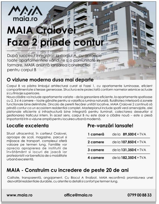 maia pagina - MAIA Craiovei – Faza 2 prinde contur
