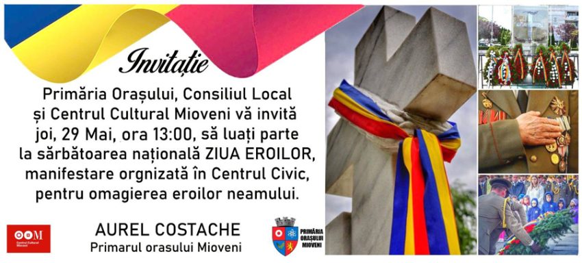 Ziua Eroilor la Mioveni: Ceremonii de comemorare și depunere de coroane 1 Sursă foto: FB Primăroa Orașului Mioveni.