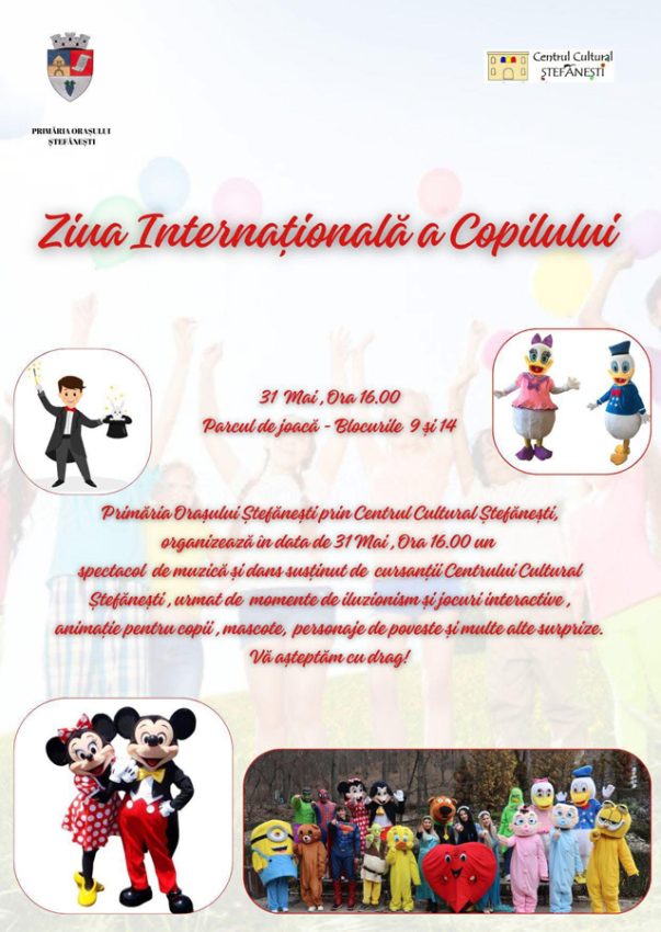 Ziua Internațională a Copilului, la Ștefănești. Petrecere cu personaje DISNEY pentru cei mici! 1 Sursă foto: FB Nicolae Velcea.