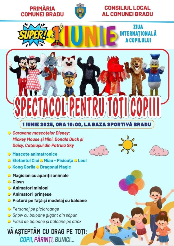 1 Iunie la Bradu! Spectacol inedit pentru toți copiii! 1 1 iunie la Bradu