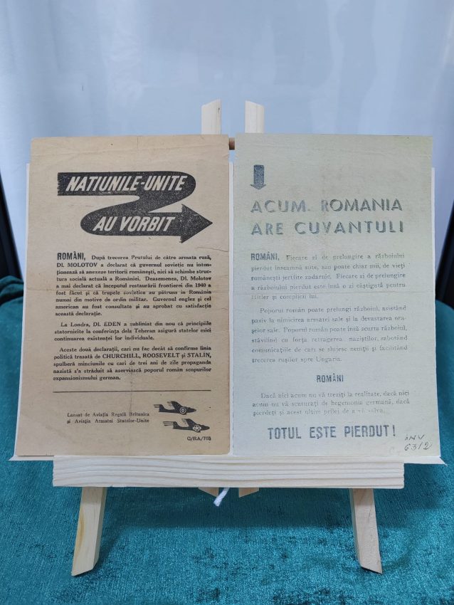 Poza - Afiș de propagandă din Al Doilea Război Mondial la Muzeul Județean Argeș