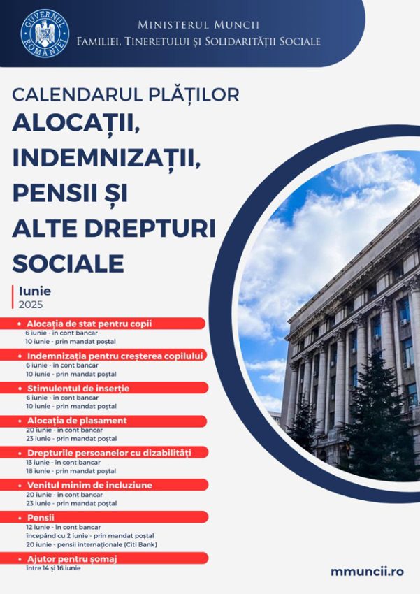 Ministerul anunță când intră banii! Calendarul plății alocațiilor, indemnizațiilor și pensiilor în luna iunie 1 Sursă foto: FB MMFTSS