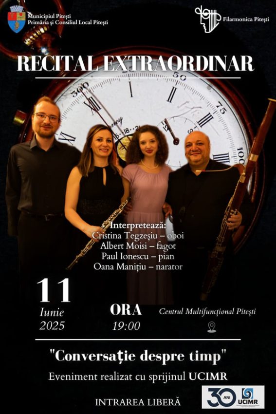 Timpul în armonii și povești: O seară la Filarmonica Pitești 1 afis 11 iunie 2025 - Timpul în armonii și povești: O seară la Filarmonica Pitești