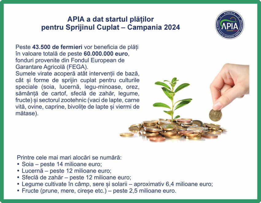 APIA a dat startul plăților. Peste 60 de milioane de euro ajung la fermieri 1 Sursă foto: FB APIA