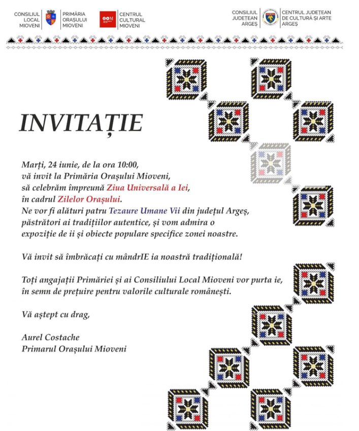 La Mioveni, sărbătorim cu mândrIE Ziua Universală a Iei 1 Sursă foto: FB Primăria Orașului Mioveni.