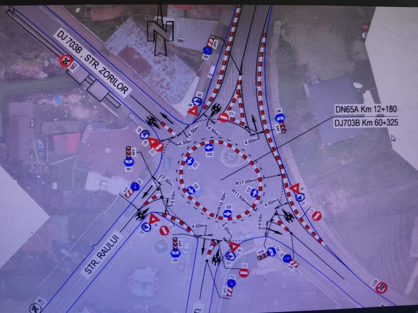 Sens giratoriu în orașul Costești 1 sens giratoriu la Costesti