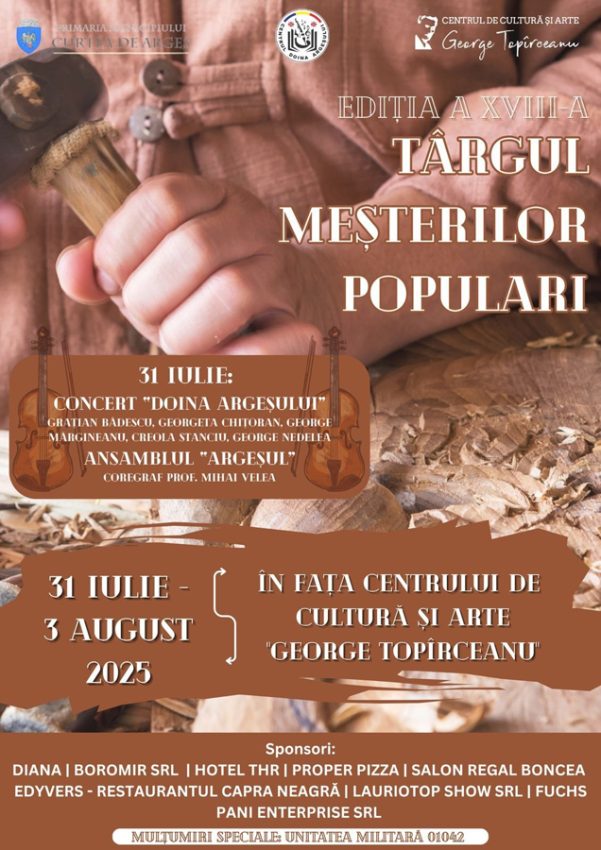 Târgul Meșterilor Populari revine în orașul regal Curtea de Argeș 2 Sursă foto: FB Primaria Municipiului Curtea de Argeș.