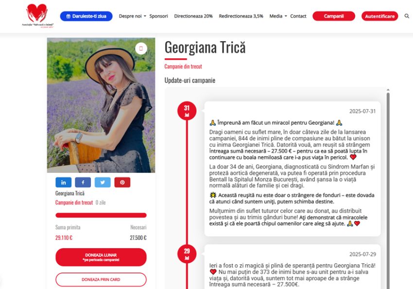Cazul ”Georgiana se luptă să trăiască pentru a-și crește copilul!”. Peste 800 de oameni s-au unit pentru a-i salvat viața 2 Sursă foto: FB Asociatia ”Salvează o inimă