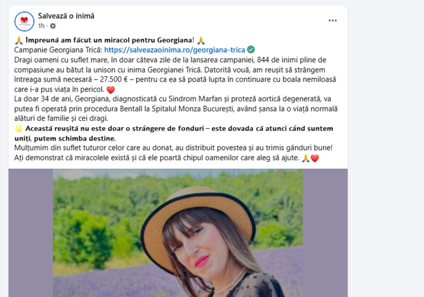 Cazul ”Georgiana se luptă să trăiască pentru a-și crește copilul!”. Peste 800 de oameni s-au unit pentru a-i salvat viața 1 Sursă foto: FB Asociatia ”Salvează o inimă