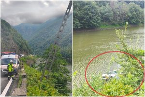 cats 1 - Accident grav pe DN 7! A plonjat cu mașina în râul Olt