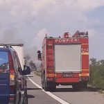 Accident rutier pe A1. Un autoturism a intrat în glisieră! 10 pompieri A 1
