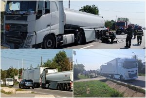 page - Accident în Bascov! Implicate o autocisternă și un TIR