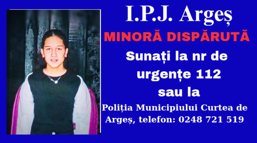 Minoră de 13 ani din Băiculești căutată de familie și de polițiștii argeșeni 1 minora disparuta Arges