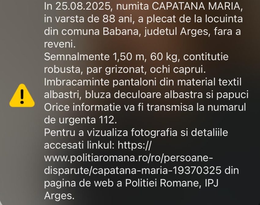 femeie disparuta Babana