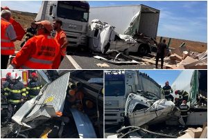 page - (VIDEO) Accident între 2 TIR-uri pe Drumul Expres Craiova-Pitești