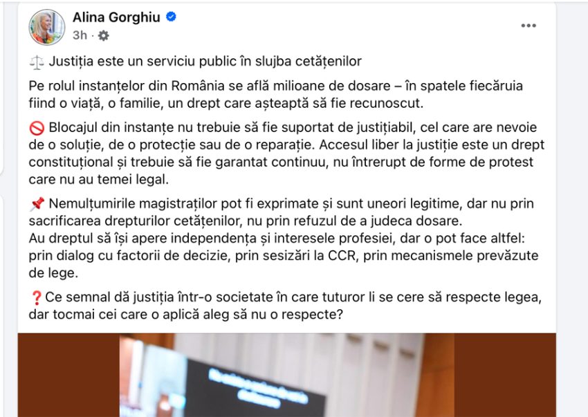 alina gorghiu postare justitie - Alina Gorghiu: ”Justiția este un serviciu public în slujba cetățenilor”
