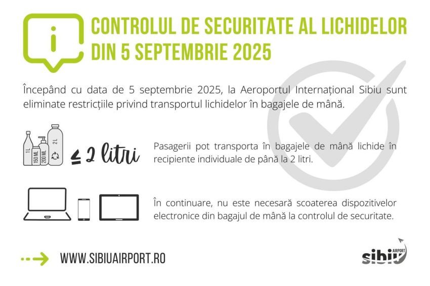 541295556 1224821392976140 8115999542091705666 n - Al doilea aeroport din România care elimină restricțiile privind transportul lichidelor în bagajul de mână
