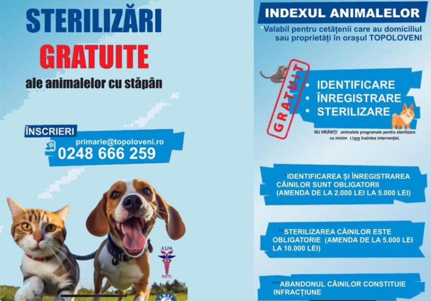 sterilizare topoloveni gratuit 2 Sursă foto: Primăria Topoloveni