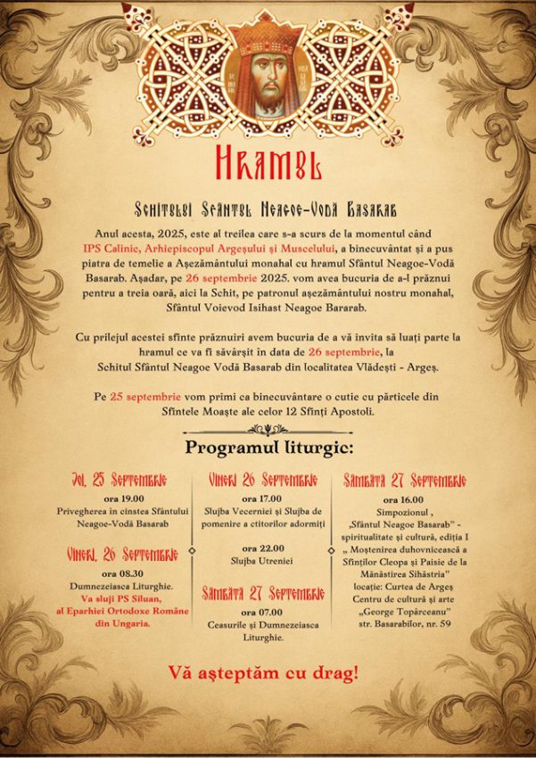 Credincioșii, invitați la hramul Schitului din Vlădești, pe 26 septembrie 1 Sursă foto: FB Arhiepiscopia Argeșului și Muscelului.