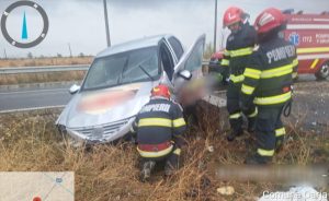 Accident cu victimă la Oarja! Autoturism intrat într-un șanț 20 mașină auto în șanț