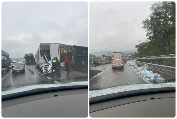 Accident pe DN 7! Două camioane implicate 1 page - Accident pe DN 7! Două camioane implicate