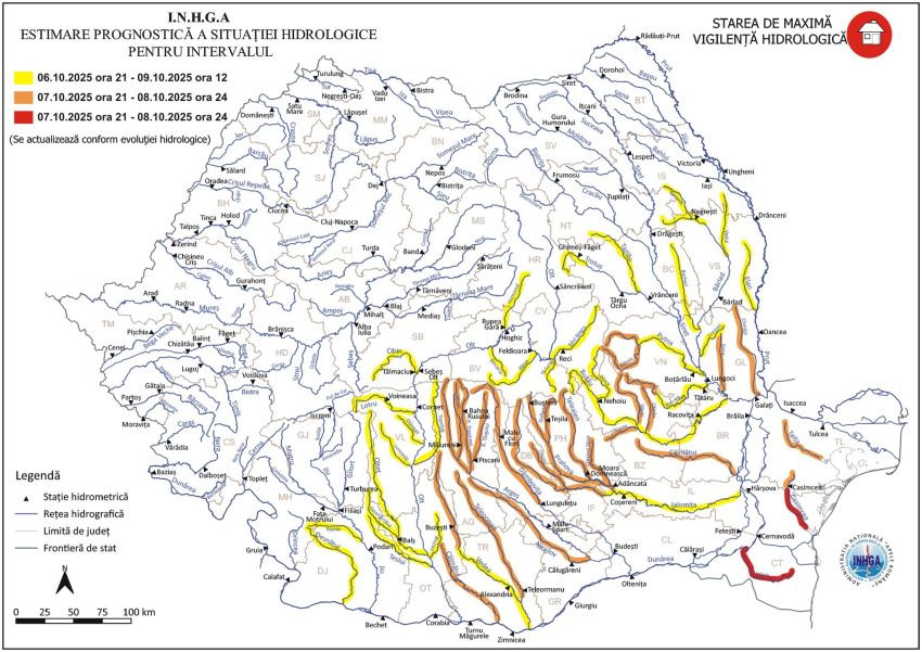 Cod galben și cod portocaliu de inundații pe râuri din județul Argeș 1 cod inundatii