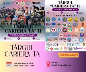 Eveniment dedicat orientării în carieră și educație, joi la Pitești! 22 AFIS tARGUL CARIERA TA - Eveniment dedicat orientării în carieră și educație, joi la Pitești!