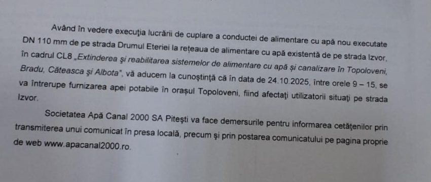 Azi la Topoloveni se sistează apa potabilă pe strada Izvor 1 571130415 796866279647069 3713054833216349667 n - Azi la Topoloveni se sistează apa potabilă pe strada Izvor