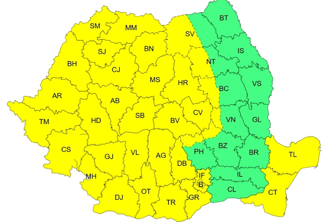 Avertizare cod galben de vânt puternic în aproape toată țara 1 harta anm vant