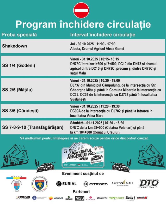 Important! Ce străzi se închid pentru Raliul Argeșului! 4 Sursă foto: raliulargesului.ro