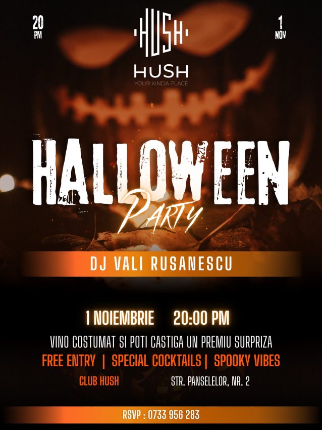 Pe 1 noiembrie, Club Hush te așteaptă la cea mai înfricoșător de bună petrecere a anului! 1 Halloween party la Hush