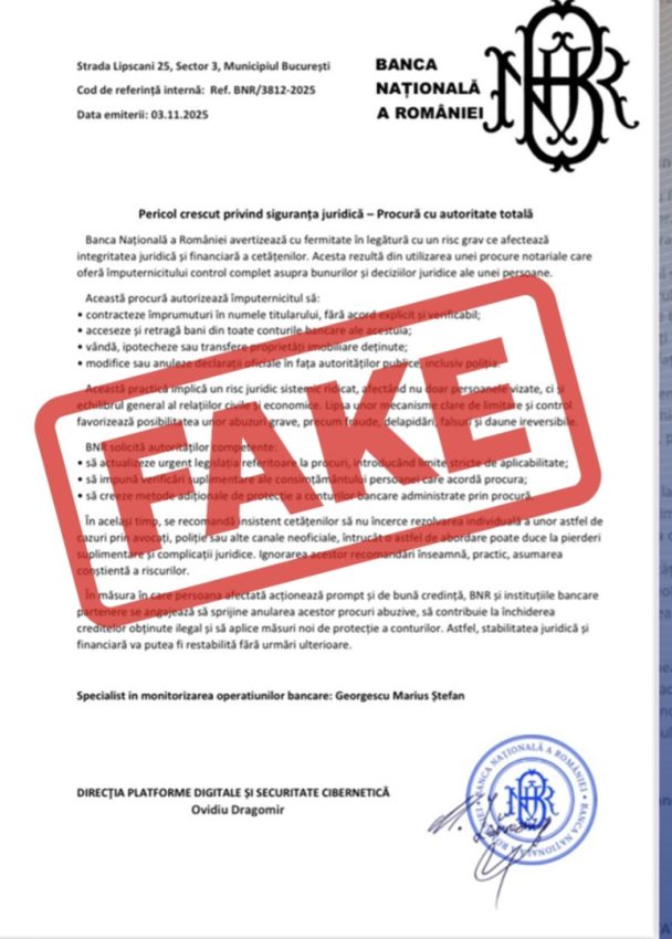 Screenshot 20251105 180922 Chrome - Un document fals cu sigla BNR circulă online! Instituția trage un semnal de alarmă