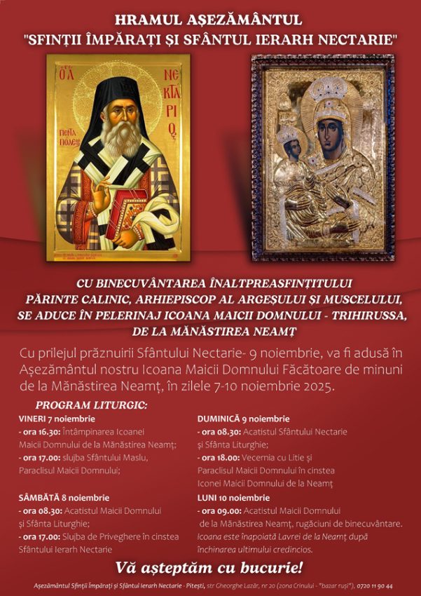 Icoana Făcătoare de Minuni de la Mănăstirea Neamț, în pelerinaj la Pitești 1 Sursă foto: FB Arhiepiscopia Argeșului si Muscelului